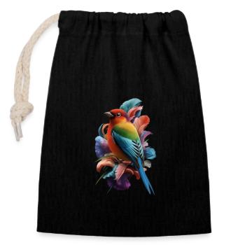 Rainbow Finch - Nature's Palette - Closable cotton gift bag (14x20cm) - black - Front