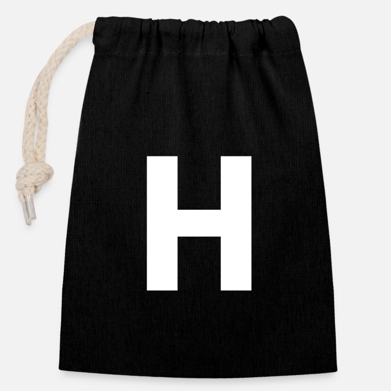 H - Sac cadeau en coton avec cordon (14 x 20 cm) - noir