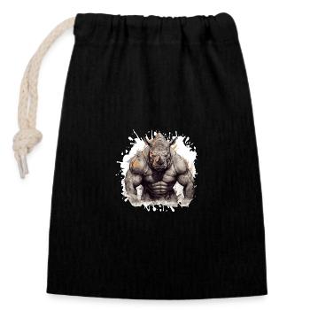 Muscles du rhinocéros - Sac cadeau en coton avec cordon (14 x 20 cm) - noir - Devant