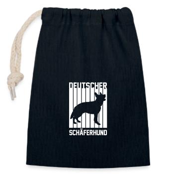 Dog German Shepherd - Closable cotton gift bag (14x20cm) - navy - Front