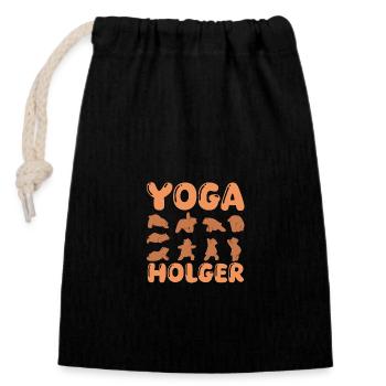 Holger de yoga pour chat - Sac cadeau en coton avec cordon (14 x 20 cm) - noir - Devant