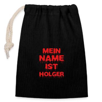 Holger - Sac cadeau en coton avec cordon (14 x 20 cm) - noir - Devant
