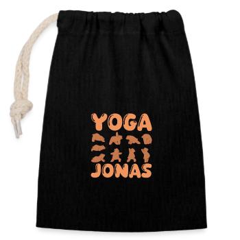 Katze Yoga Jonas - Verschließbarer Geschenkbeutel aus Baumwolle (14x20cm) - Schwarz - Vorne