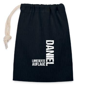 Daniel - Sac cadeau en coton avec cordon (14 x 20 cm) - bleu marine - Devant