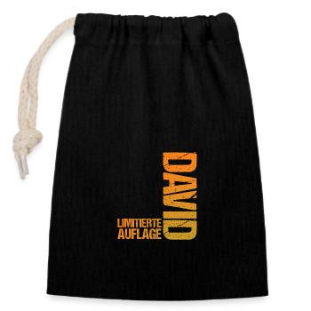 David - Sac cadeau en coton avec cordon (14 x 20 cm) - noir - Devant