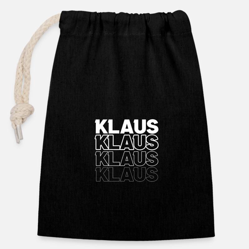 Klaus - Closable cotton gift bag (14x20cm) - black