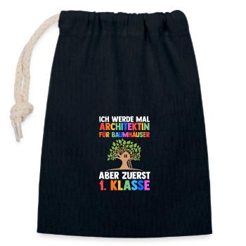 Architektin Erste Klasse Einschulung Schulkind - Verschließbarer Geschenkbeutel aus Baumwolle (14x20cm) - Navy - Vorne