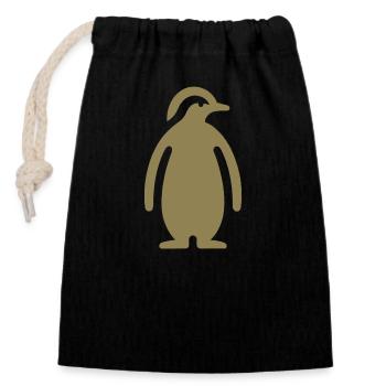 Silhouette de pingouin Design élégant - Sac cadeau en coton avec cordon (14 x 20 cm) - noir - Devant