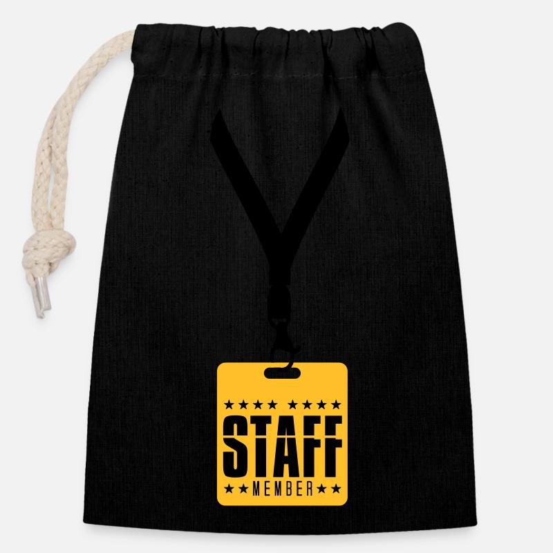 anhaenger ausweis staff member crew mitglied mitar - Verschließbarer Geschenkbeutel aus Baumwolle (14x20cm) - Schwarz