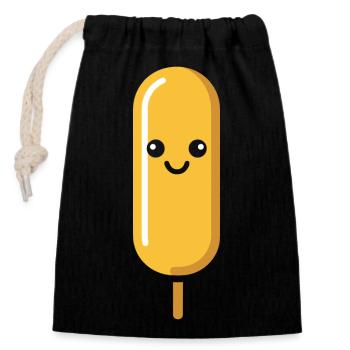 Corn dog food - Closable cotton gift bag (14x20cm) - black - Front