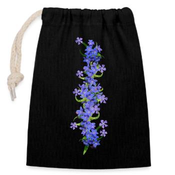 blaue Frühlingsblüten Blüten Girlande Blumenwiese - Verschließbarer Geschenkbeutel aus Baumwolle (14x20cm) - Schwarz - Vorne