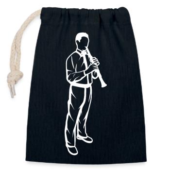 Little clarinet player - Closable cotton gift bag (14x20cm) - navy - Front