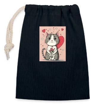 Chat mignon 2023 (Garantie du prix le plus bas) - Sac cadeau en coton avec cordon (14 x 20 cm) - bleu marine - Devant
