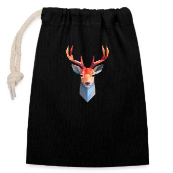 Deer Deer Head Low Poly Logo Design - Closable cotton gift bag (14x20cm) - black - Front