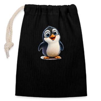 cute penguin for kids - Closable cotton gift bag (14x20cm) - black - Front
