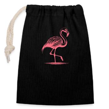 Joli flamant rose debout sur une jambe - Sac cadeau en coton avec cordon (14 x 20 cm) - noir - Devant