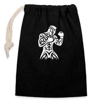Thai Boxing Tribal Tattoo Faust Boxer Kämpfer - Verschließbarer Geschenkbeutel aus Baumwolle (14x20cm) - Schwarz - Vorne