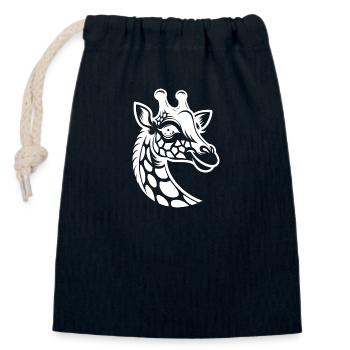 Petite girafe mignonne avec un look mignon - Sac cadeau en coton avec cordon (14 x 20 cm) - bleu marine - Devant
