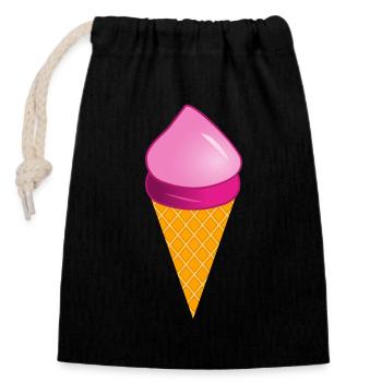 Ice Cream Ice Cream Strawberry Ice Cream Summer Festival - Closable cotton gift bag (14x20cm) - black - Front