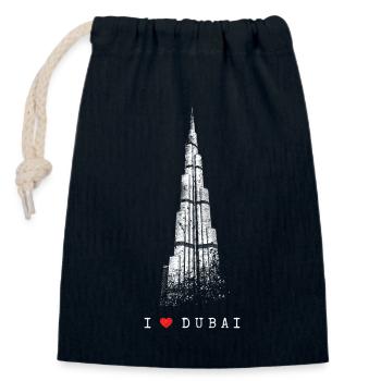 Dubai Burj Khalifa Vintage Herz I Love Emirat VAE - Verschließbarer Geschenkbeutel aus Baumwolle (14x20cm) - Navy - Vorne