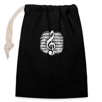 Clé de musique style de partition de musique vintage - Sac cadeau en coton avec cordon (14 x 20 cm) - noir - Devant