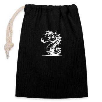 Croquis au crayon pour enfants d’hippocampe mignon - Sac cadeau en coton avec cordon (14 x 20 cm) - noir - Devant