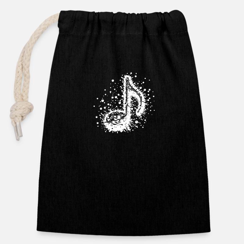 Partition de musique Tattoo Splash - Sac cadeau en coton avec cordon (14 x 20 cm) - noir