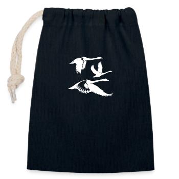 Groupe de cygnes chanteurs volants - Sac cadeau en coton avec cordon (14 x 20 cm) - bleu marine - Devant