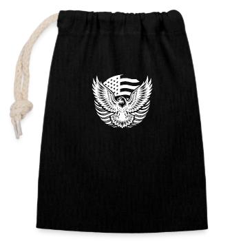 USA flag and eagle with spread claws - Closable cotton gift bag (14x20cm) - black - Front