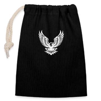 Powerful eagle with spread claws - Closable cotton gift bag (14x20cm) - black - Front
