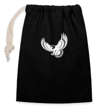 Expressive eagle with spread wings - Closable cotton gift bag (14x20cm) - black - Front