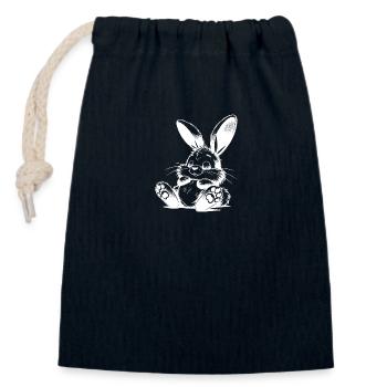 Lapin endormi pour enfants avec de grandes oreilles - Sac cadeau en coton avec cordon (14 x 20 cm) - bleu marine - Devant