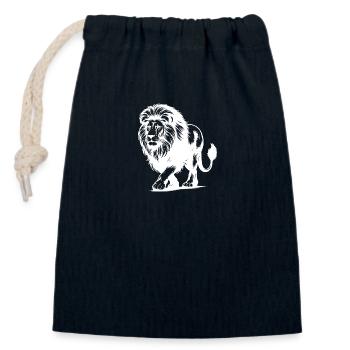 Lion à crinière grand chat africain - Sac cadeau en coton avec cordon (14 x 20 cm) - bleu marine - Devant