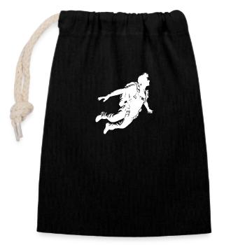 Cool skydiver skydiving - Closable cotton gift bag (14x20cm) - black - Front