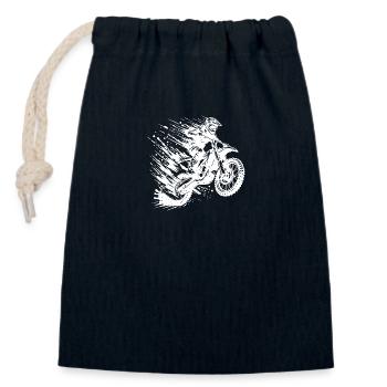 Adventure Sports Motocross Hobby Style Drawing - Closable cotton gift bag (14x20cm) - navy - Front