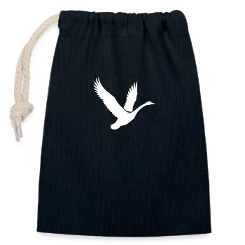 Cygne volant élégant - Sac cadeau en coton avec cordon (14 x 20 cm) - bleu marine - Devant