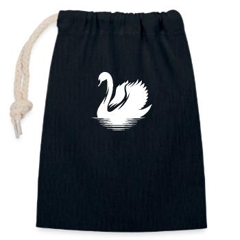 élégant cygne d’eau oiseau silhouette portrait - Sac cadeau en coton avec cordon (14 x 20 cm) - bleu marine - Devant