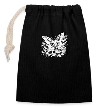 Imaginative butterfly flowers and insect - Closable cotton gift bag (14x20cm) - black - Front