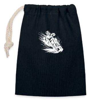 Enduro rider with power and speed - Closable cotton gift bag (14x20cm) - navy - Front