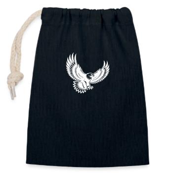 Majestueux oiseau de proie aux griffes écartées - Sac cadeau en coton avec cordon (14 x 20 cm) - bleu marine - Devant