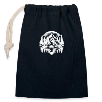 Lagerfeuer Campingerlebnis am See im Wald - Verschließbarer Geschenkbeutel aus Baumwolle (14x20cm) - Navy - Vorne