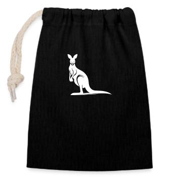 Elegant kangaroo silhouette stylized animal motif - Closable cotton gift bag (14x20cm) - black - Front