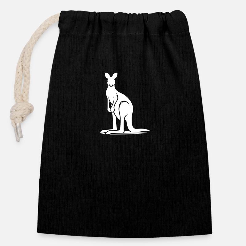 Känguru als Synonym für Australien - Verschließbarer Geschenkbeutel aus Baumwolle (14x20cm) - Schwarz