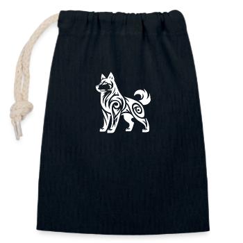 Chien Husky Tribal Puissant Mystique - Sac cadeau en coton avec cordon (14 x 20 cm) - bleu marine - Devant