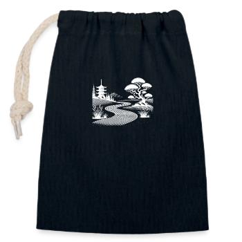 Japanischer Tempel Weg Meditativer Balance - Verschließbarer Geschenkbeutel aus Baumwolle (14x20cm) - Navy - Vorne