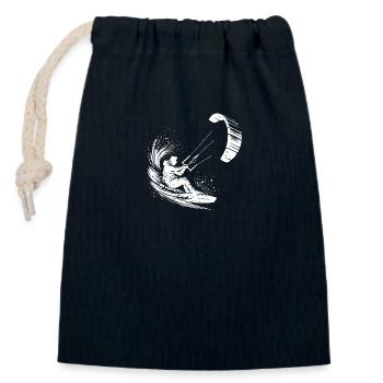 Sport Kite Surfer Water Splash and Kite - Closable cotton gift bag (14x20cm) - navy - Front