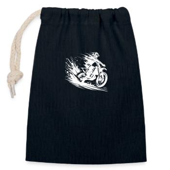 Motocross Dirtbike Sprung mit Staub und Dynamik - Verschließbarer Geschenkbeutel aus Baumwolle (14x20cm) - Navy - Vorne