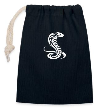 Cobra Schlange eleganter Tribal Tattoo Style - Verschließbarer Geschenkbeutel aus Baumwolle (14x20cm) - Navy - Vorne