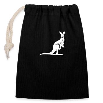 Silhouette of a graceful kangaroo - Closable cotton gift bag (14x20cm) - black - Front