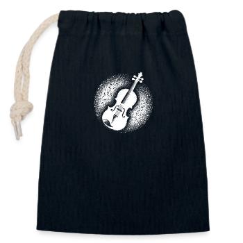 Vintage Violin Art – Music Sheet Music of Sound Style - Closable cotton gift bag (14x20cm) - navy - Front
